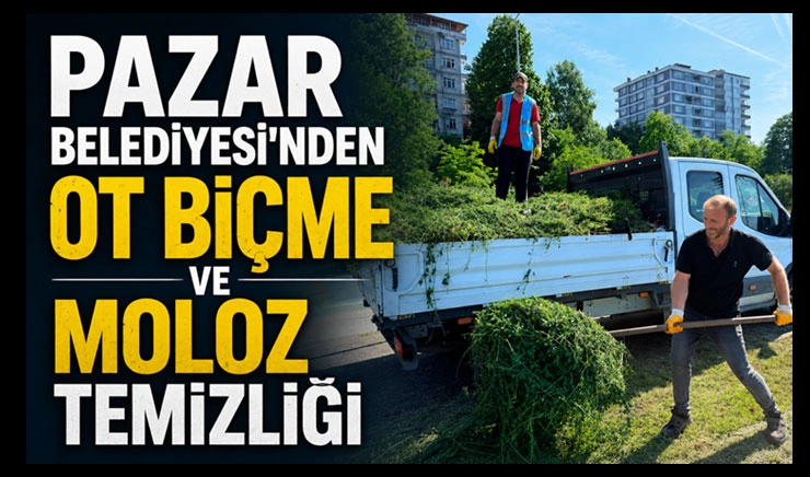 Pazar Belediyesi&rsquo;nden Ot Bi&ccedil;me ve Moloz Temizliği &Ccedil;alışmaları