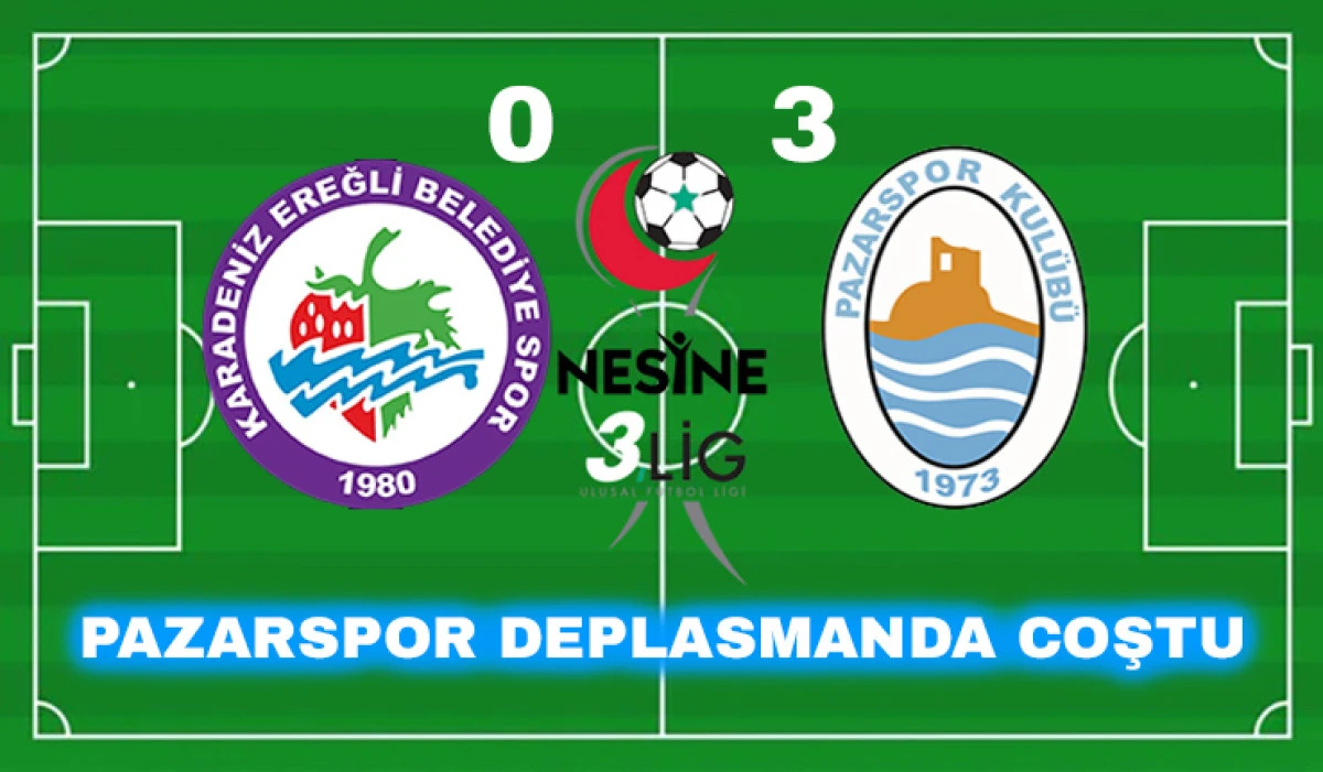 Pazarspor Ereğli Deplasmanından 3 puanı 3 Golle Aldı