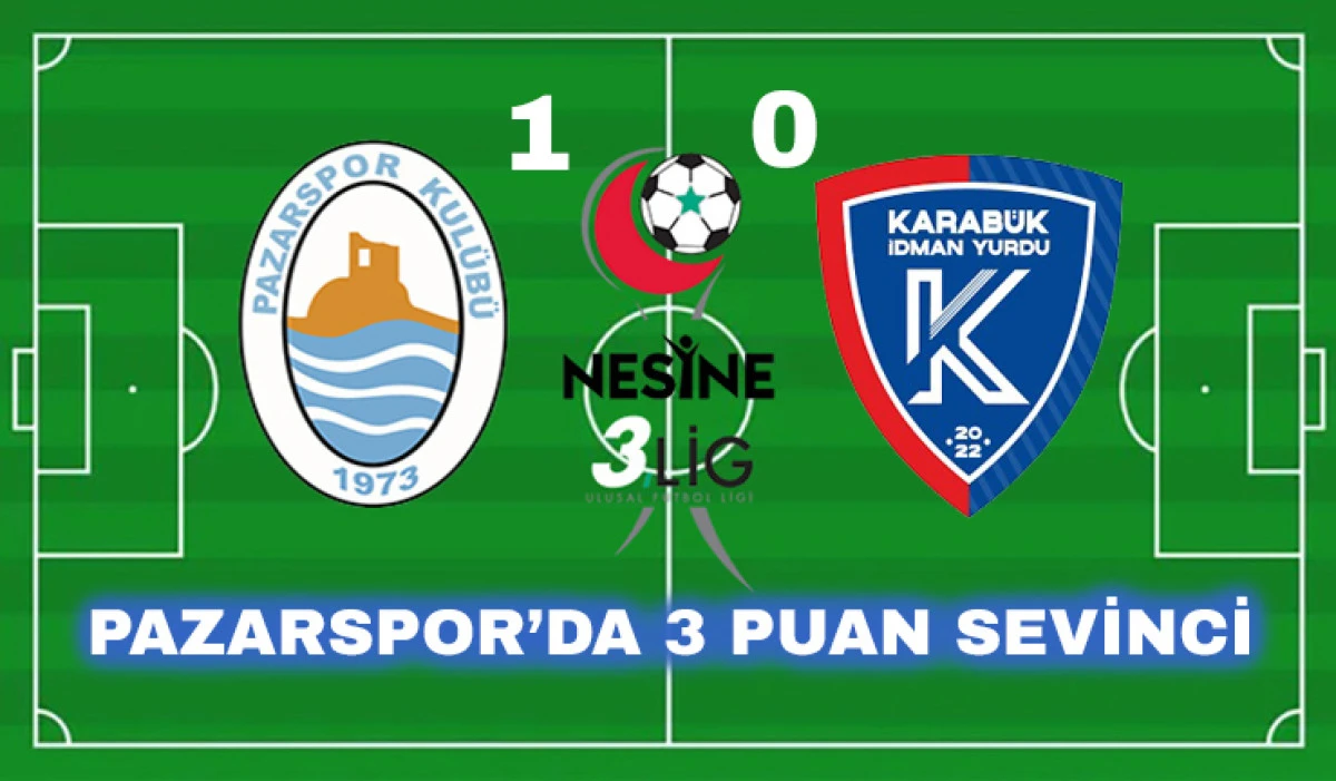 Pazarspor Karab&uuml;k Ma&ccedil;ından 3 Puan Aldı