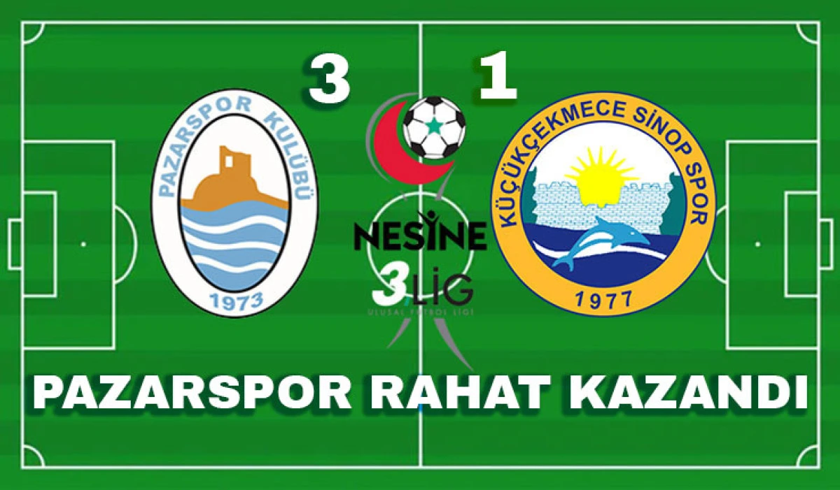 Pazarspor, K&uuml;&ccedil;&uuml;k&ccedil;ekmece Sinop Spor&rsquo;u Farklı Yendi