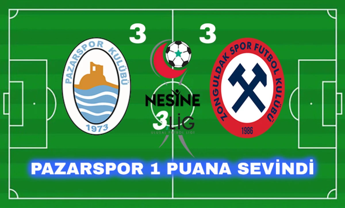 Pazarspor Son Dakikada Zonguldakspor&rsquo;dan 1 Puan Aldı